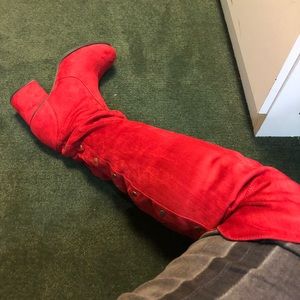 Red Rampage Above the Knee Suede Boots/ Never Worn